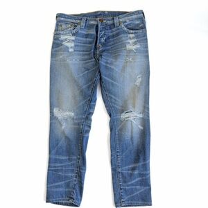 True Religion Cameron Jeans Women’s 31 Slim Boyfriend Flap Selvedge Distress